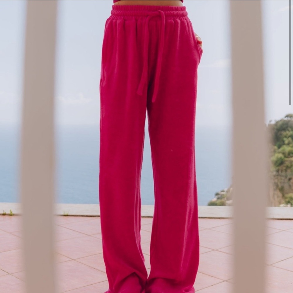 Daily Drills Hot Pink Terry Cloth Pants